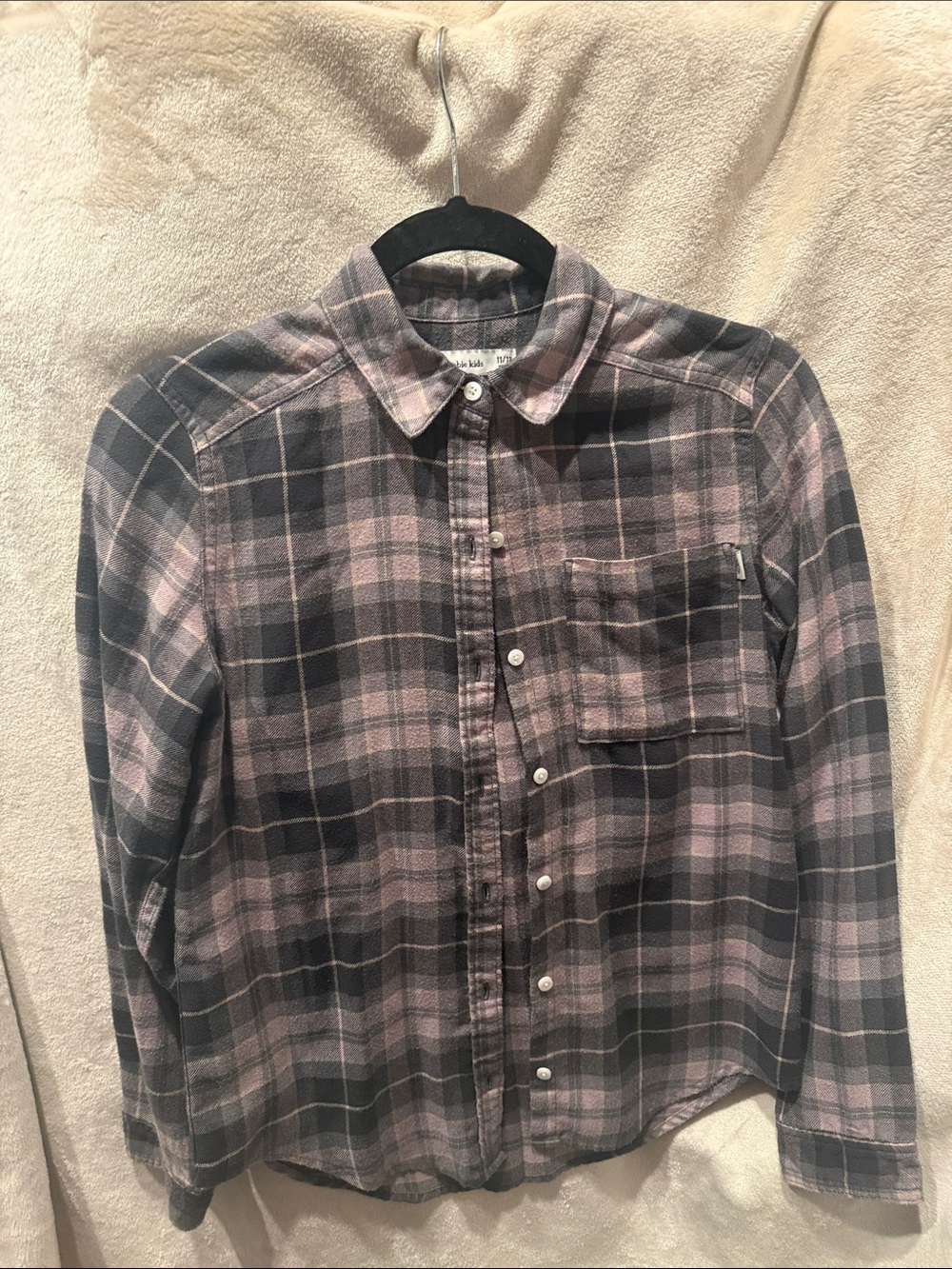 abercrombie kids Pink and Gray Plaid Button-Down Shirt
